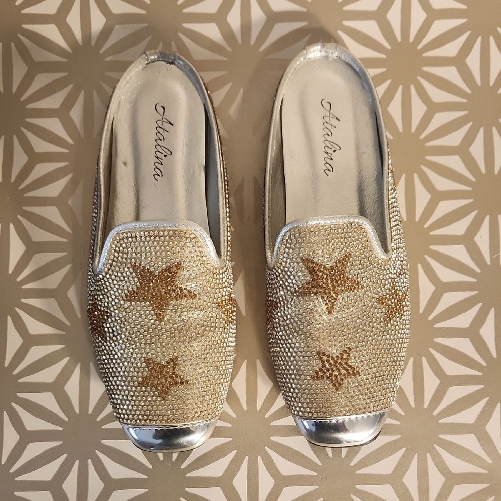 Italina Gold and Silver Flats with Star Embellishments